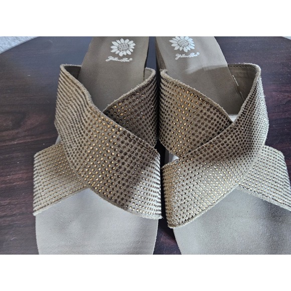 Yellow Box Maxima‎ Slip On Sandals Flip Flops Womens Size 9.5 Leather Rhinestone - Picture 7 of 15